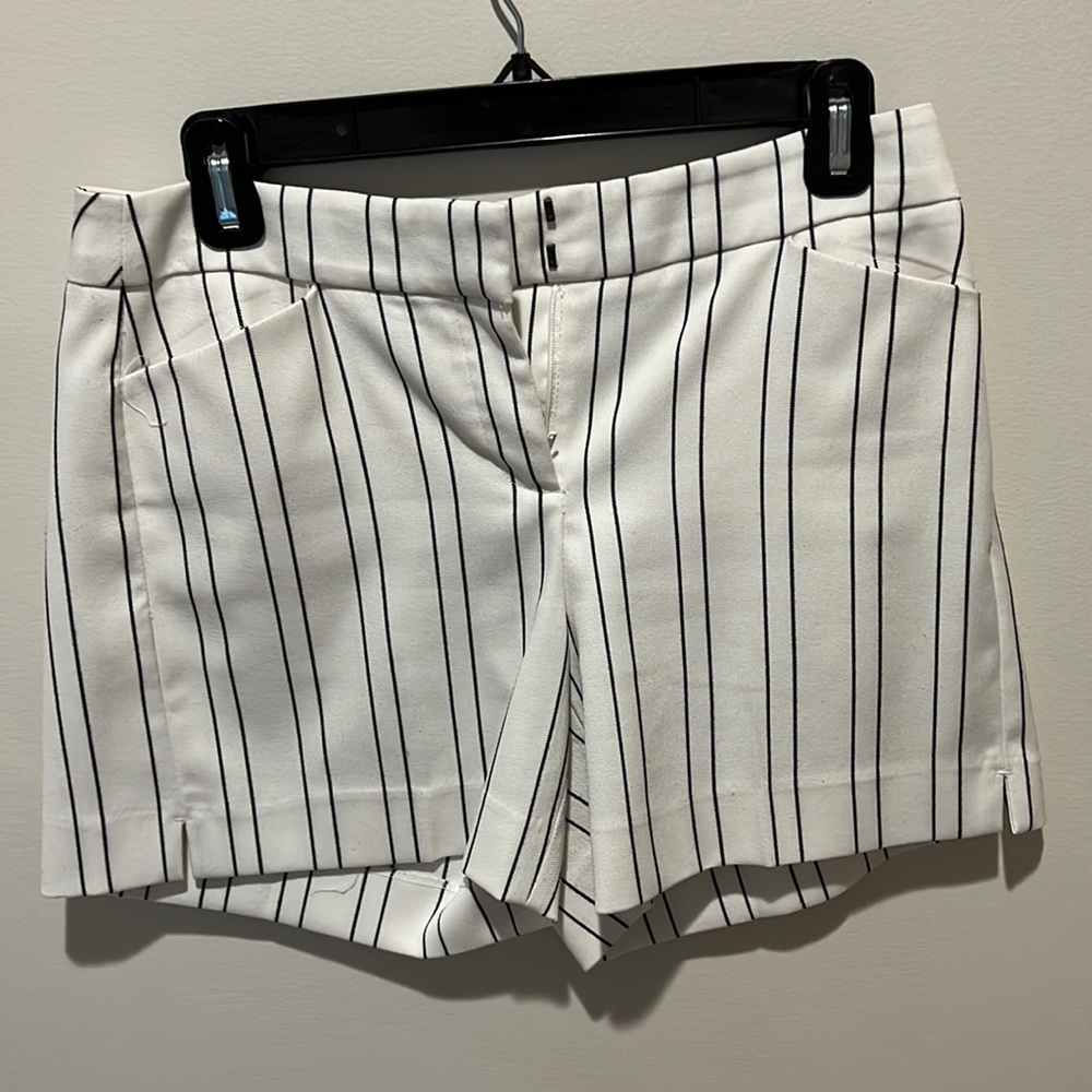 Off white & black pinstripe shorts